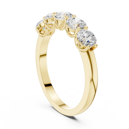 Round Cut Lab Grown Diamond Ring in Yellow Gold