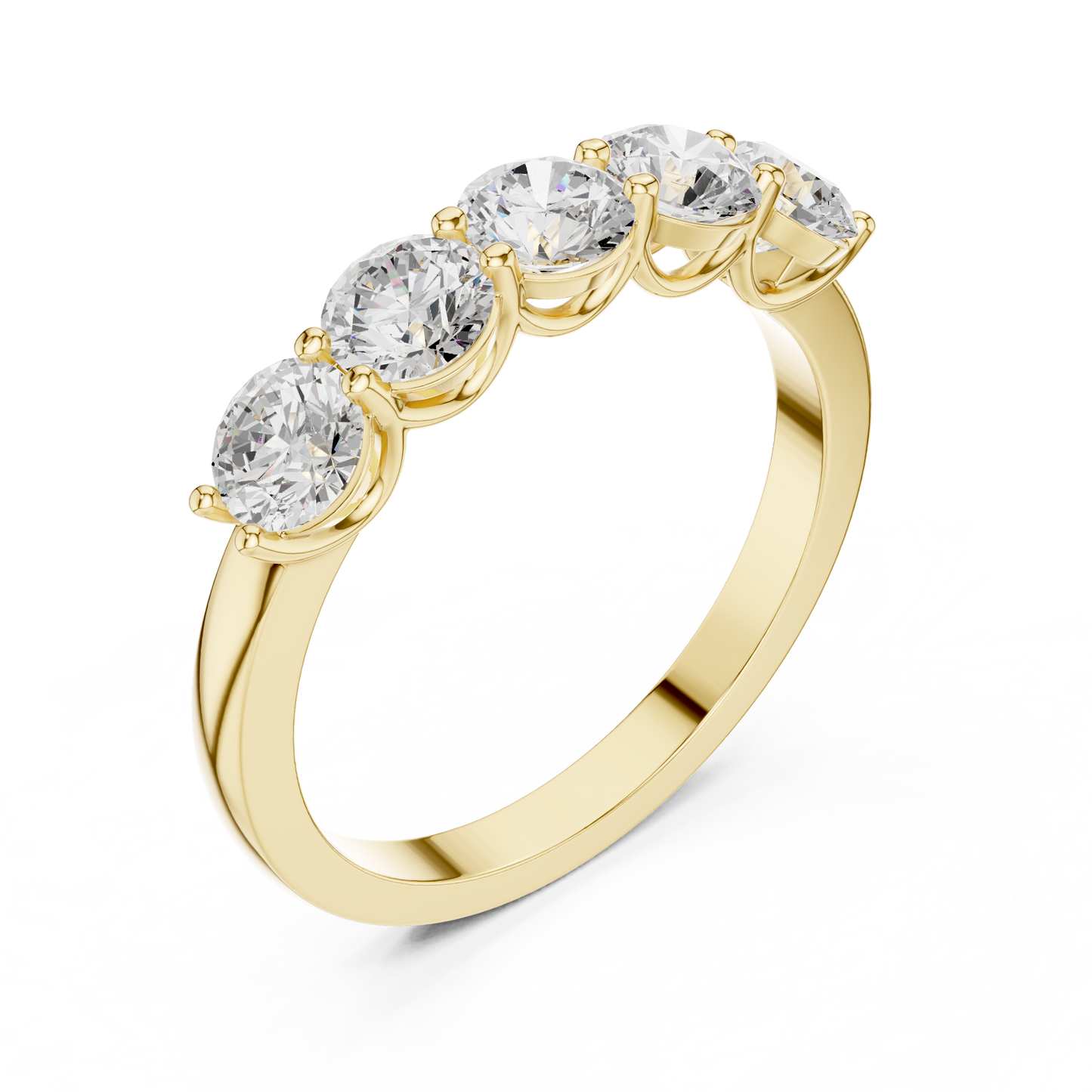 Round Cut Lab Grown Diamond Ring in Yellow Gold