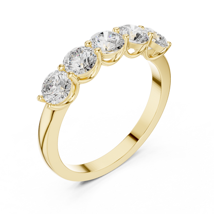Round Cut Lab Grown Diamond Ring in Yellow Gold