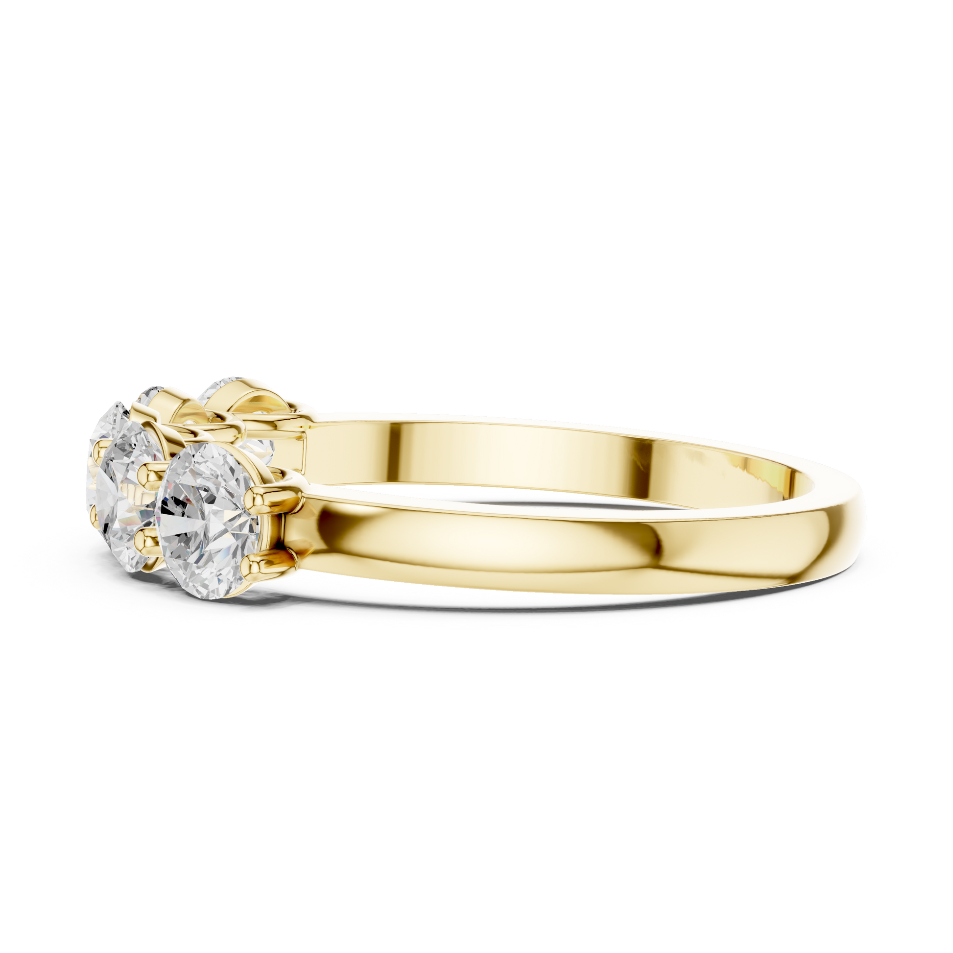 Round Cut Lab Grown Diamond Ring in Yellow Gold