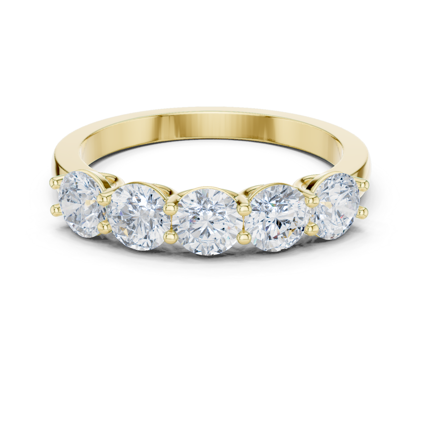 Round Cut Lab Grown Diamond Ring in Yellow Gold