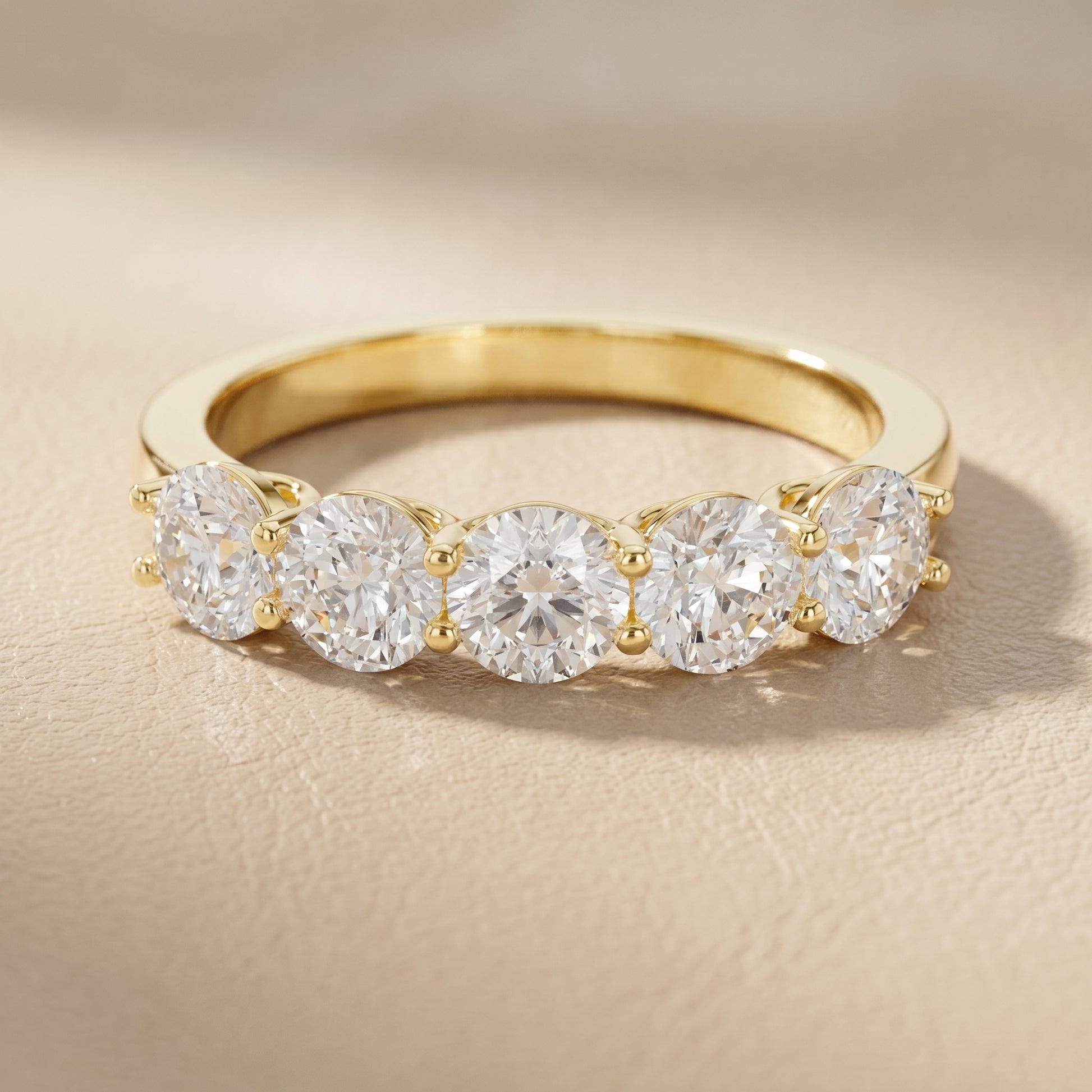 Round Cut Lab Grown Diamond Ring in Yellow Gold
