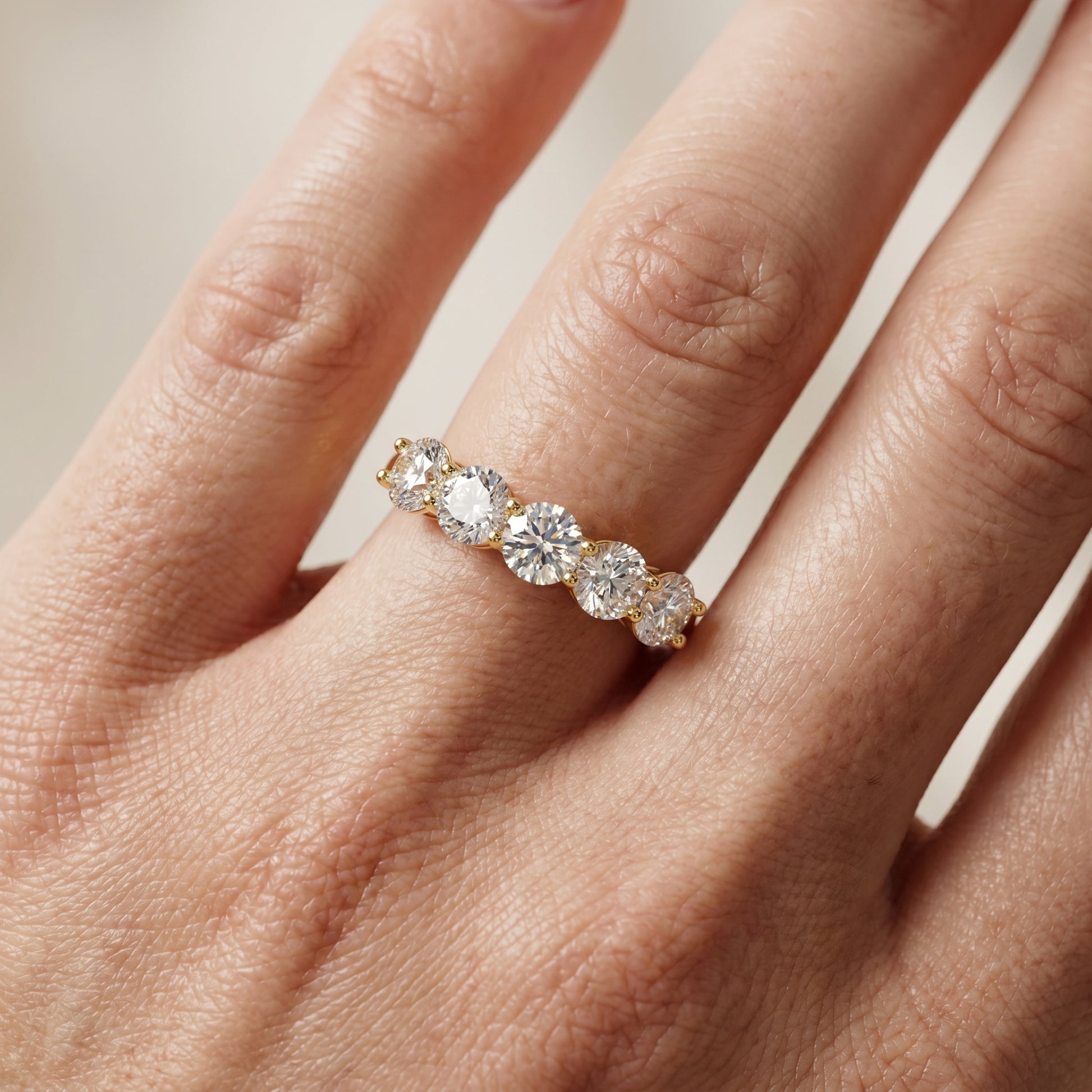 Round Cut Lab Grown Diamond Ring in Yellow Gold