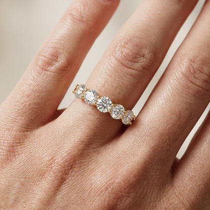 Round Cut Lab Grown Diamond Ring in Yellow Gold