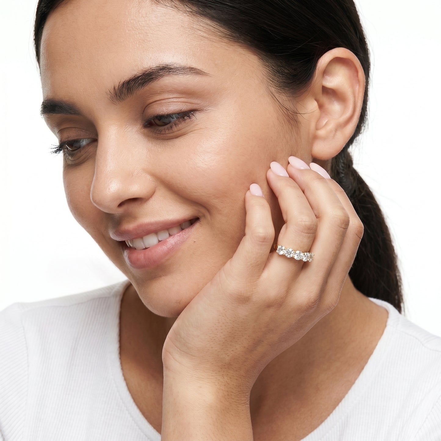 Round Cut Lab Grown Diamond Ring in Yellow Gold