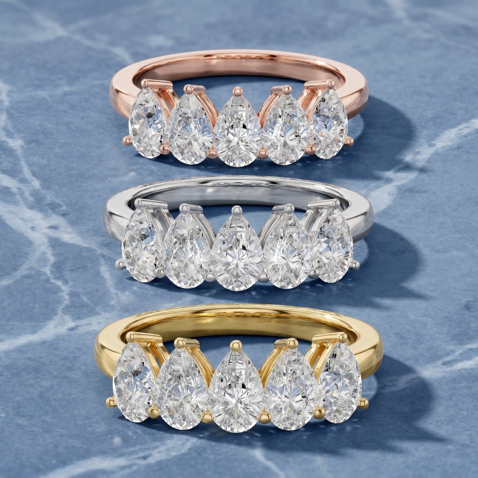 Pear Cut Lab Grown Diamond Ring in Rose Gold