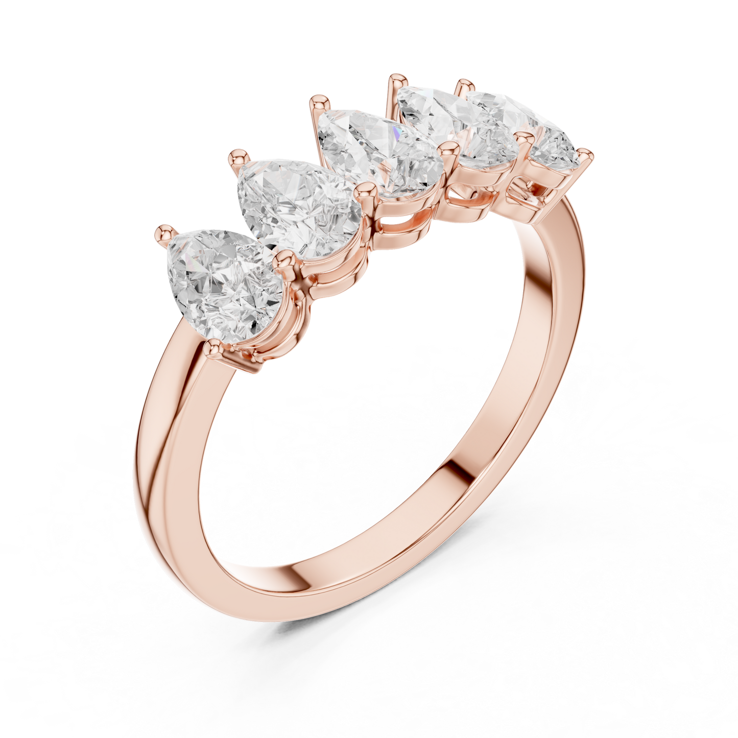 Pear Cut Lab Grown Diamond Ring in Rose Gold
