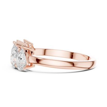 Pear Cut Lab Grown Diamond Ring in Rose Gold