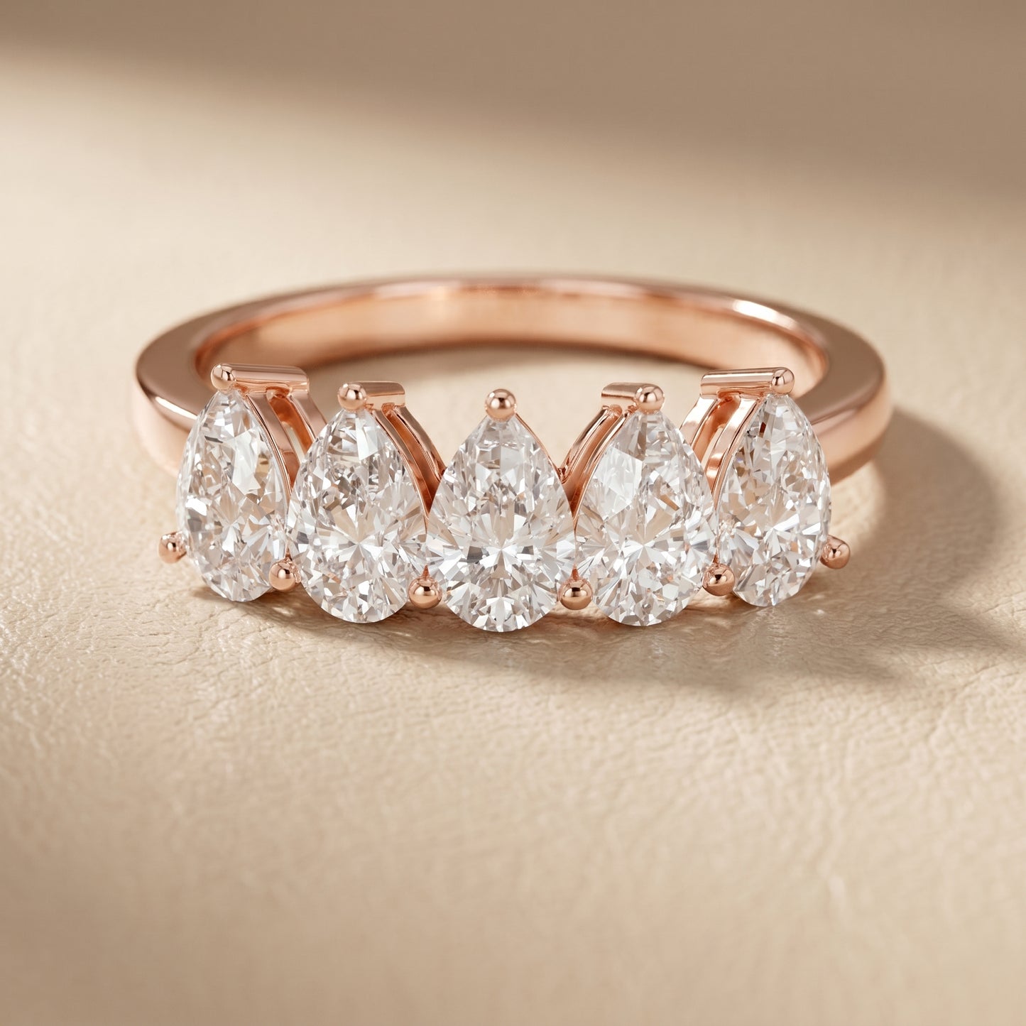 Pear Cut Lab Grown Diamond Ring in Rose Gold