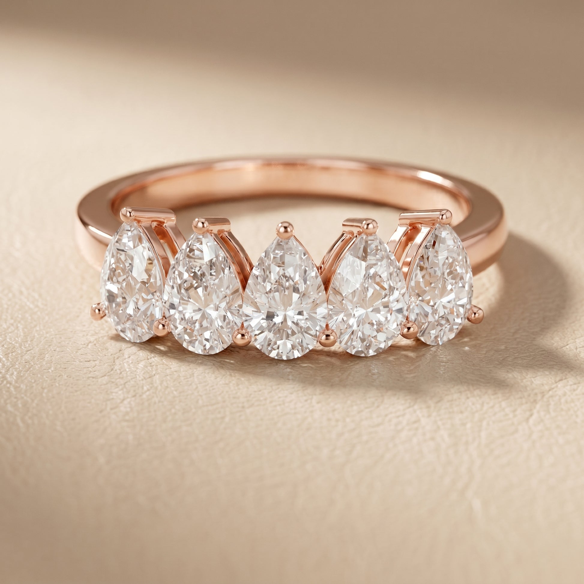 Pear Cut Lab Grown Diamond Ring in Rose Gold