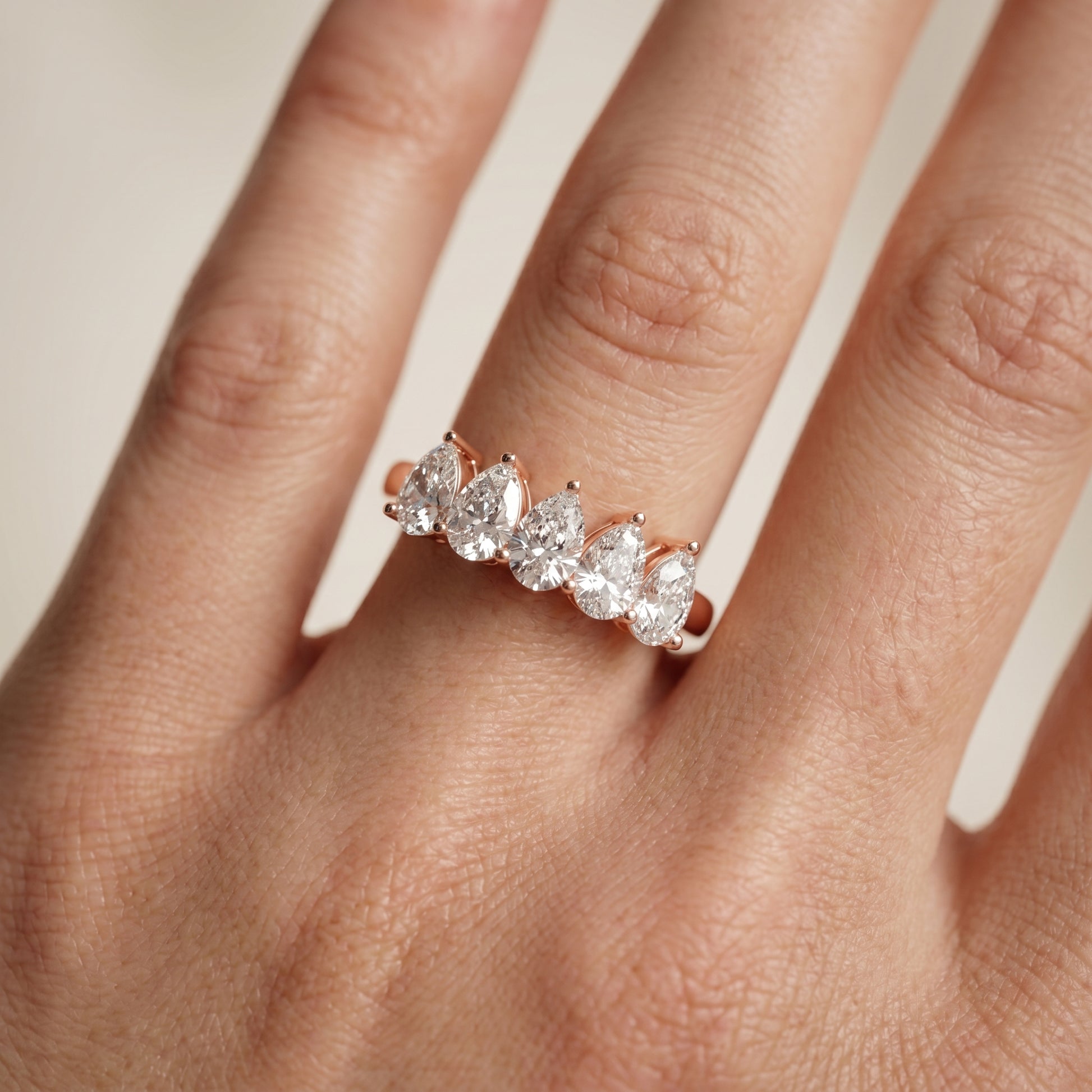 Pear Cut Lab Grown Diamond Ring in Rose Gold
