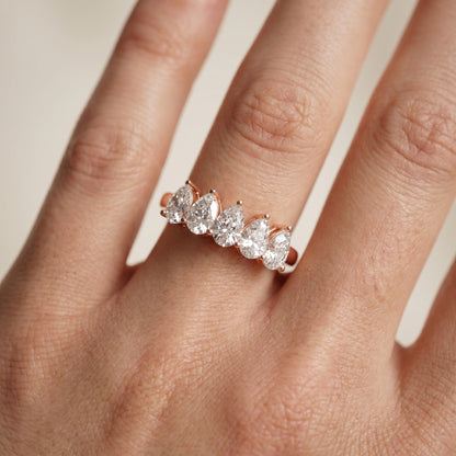 Pear Cut Lab Grown Diamond Ring in Rose Gold