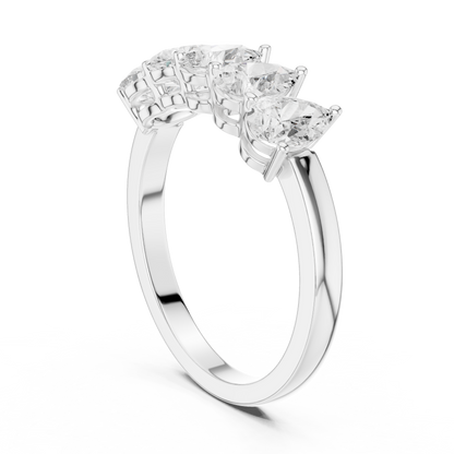 Pear Cut Lab Grown Diamond Ring in Silver