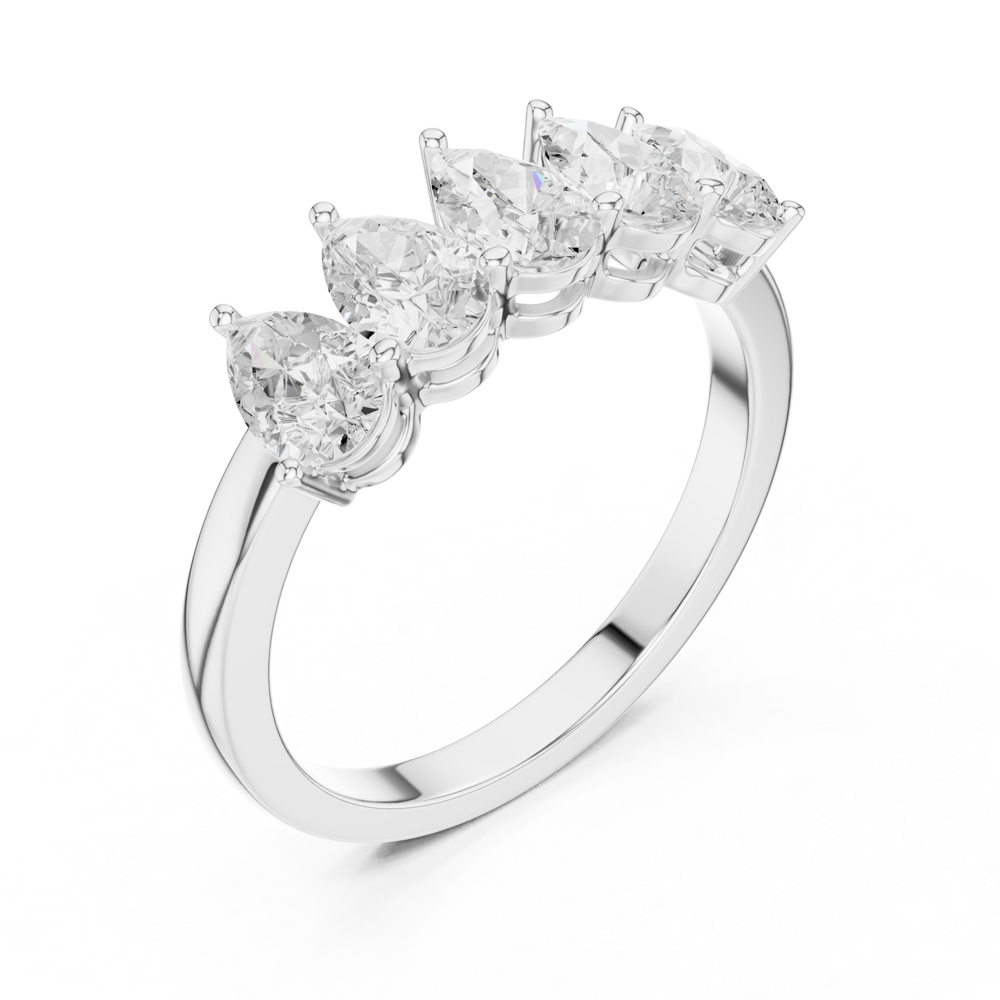 Pear Cut Lab Grown Diamond Ring in White Gold