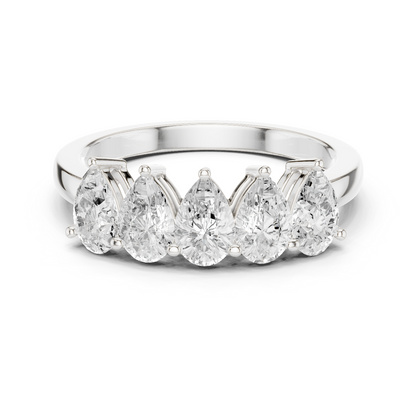 Pear Cut Lab Grown Diamond Ring in White Gold