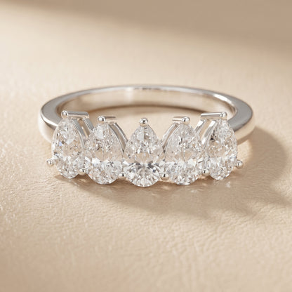Pear Cut Lab Grown Diamond Ring in White Gold