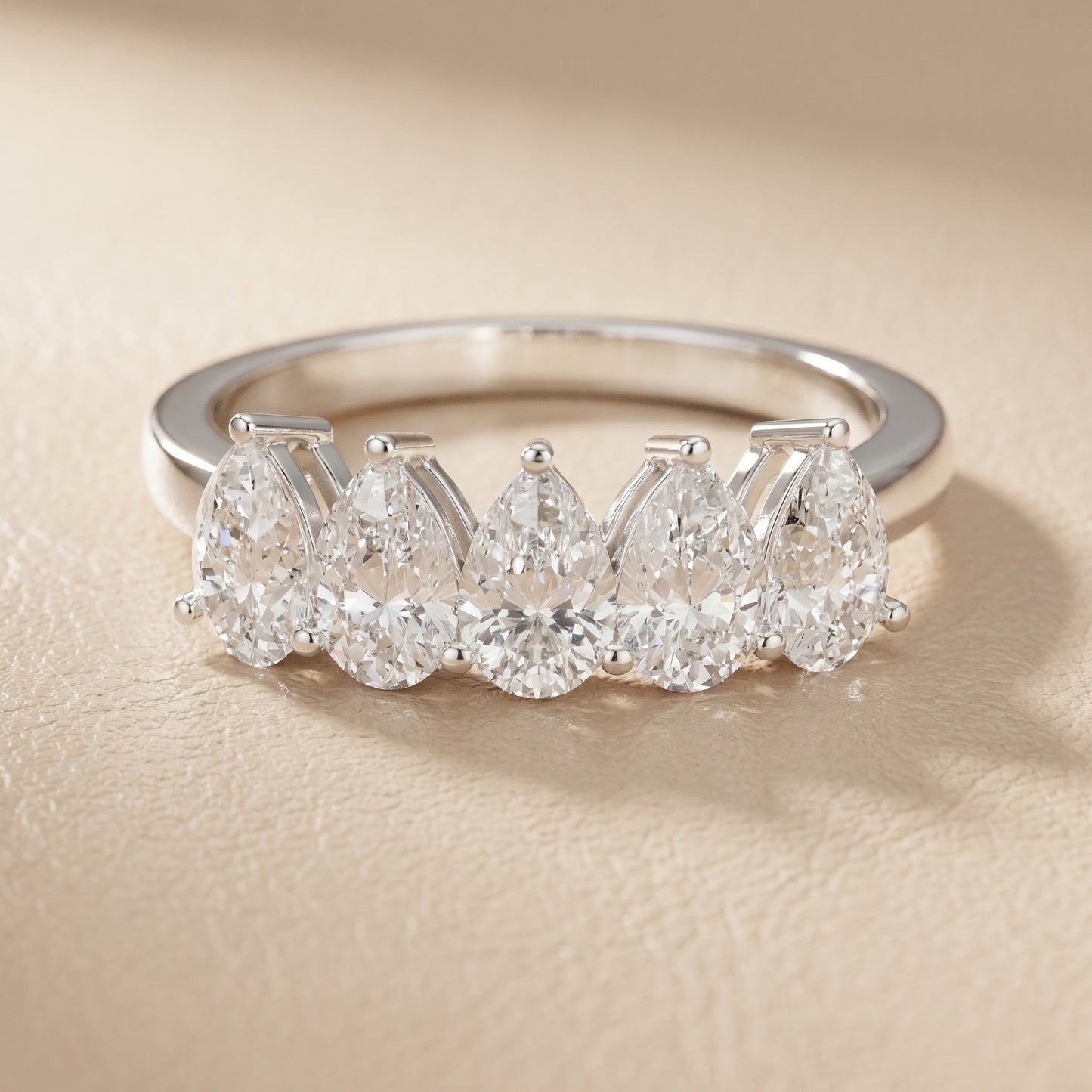 Pear Cut Lab Grown Diamond Ring in Platinum