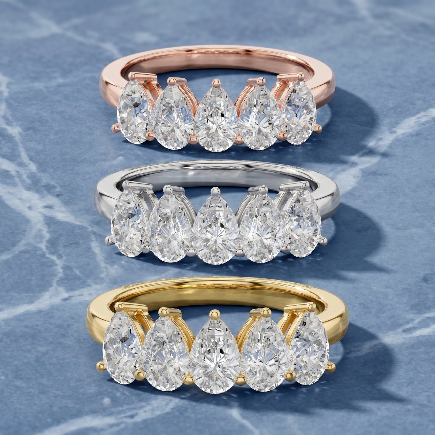 Pear Cut Lab Grown Diamond Ring in Yellow Gold