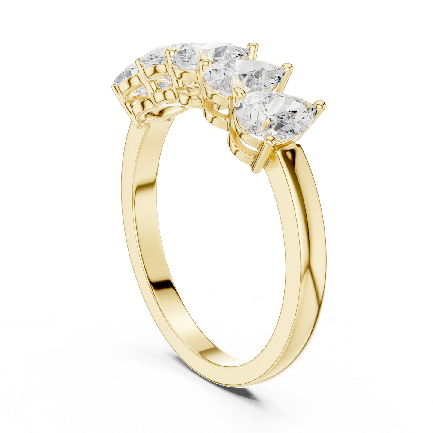 Pear Cut Lab Grown Diamond Ring in Yellow Gold