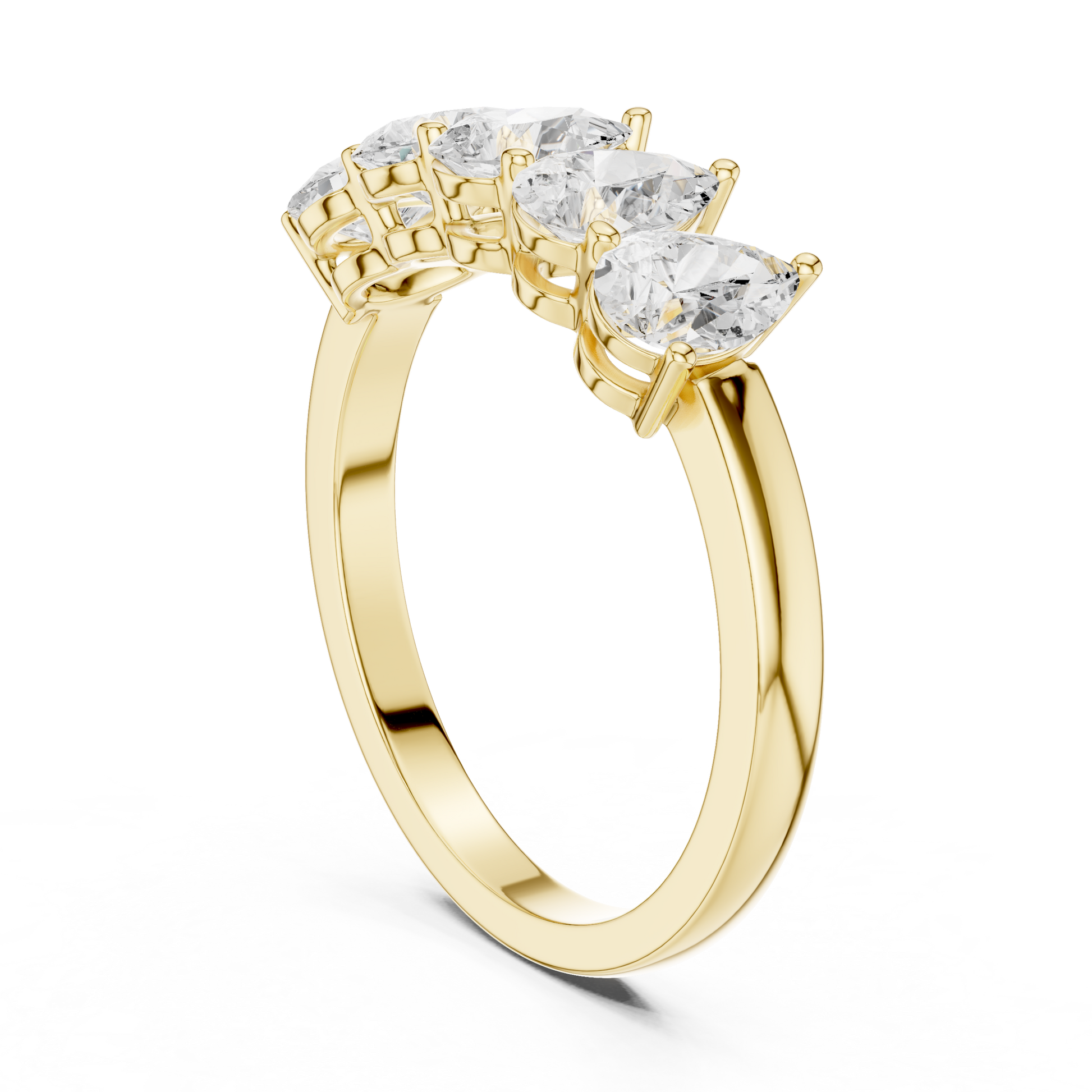 Pear Cut Lab Grown Diamond Ring in Yellow Gold