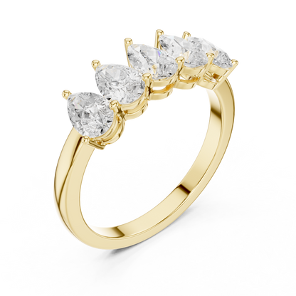 Pear Cut Lab Grown Diamond Ring in Yellow Gold