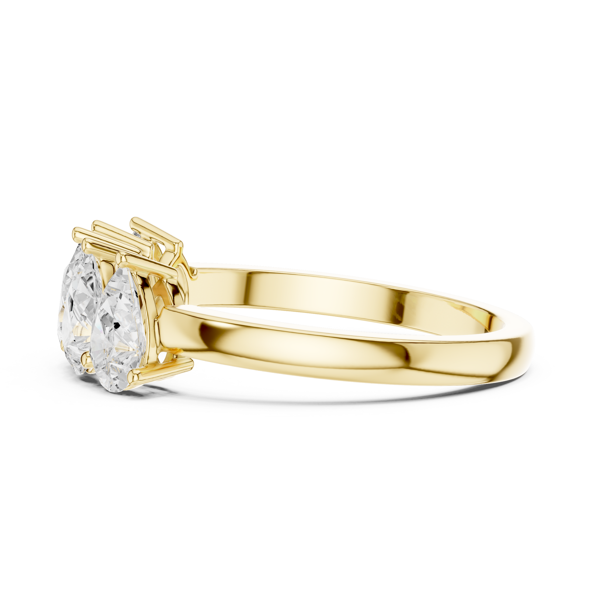Pear Cut Lab Grown Diamond Ring in Yellow Gold