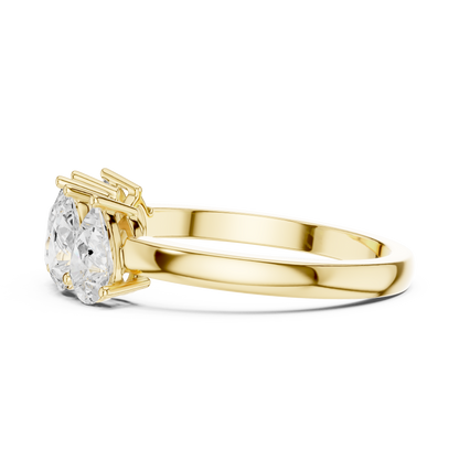 Pear Cut Lab Grown Diamond Ring in Yellow Gold