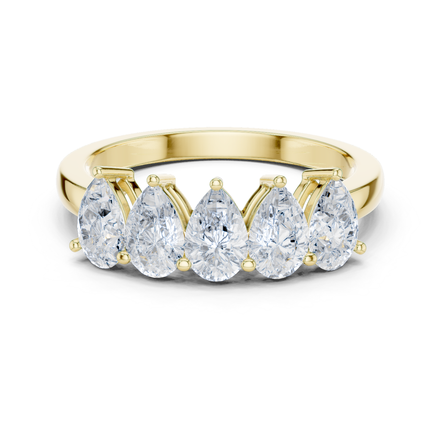 Pear Cut Lab Grown Diamond Ring in Yellow Gold