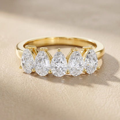 Pear Cut Lab Grown Diamond Ring in Yellow Gold