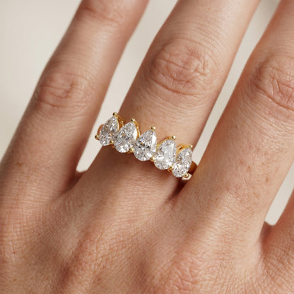 Pear Cut Lab Grown Diamond Ring in Yellow Gold