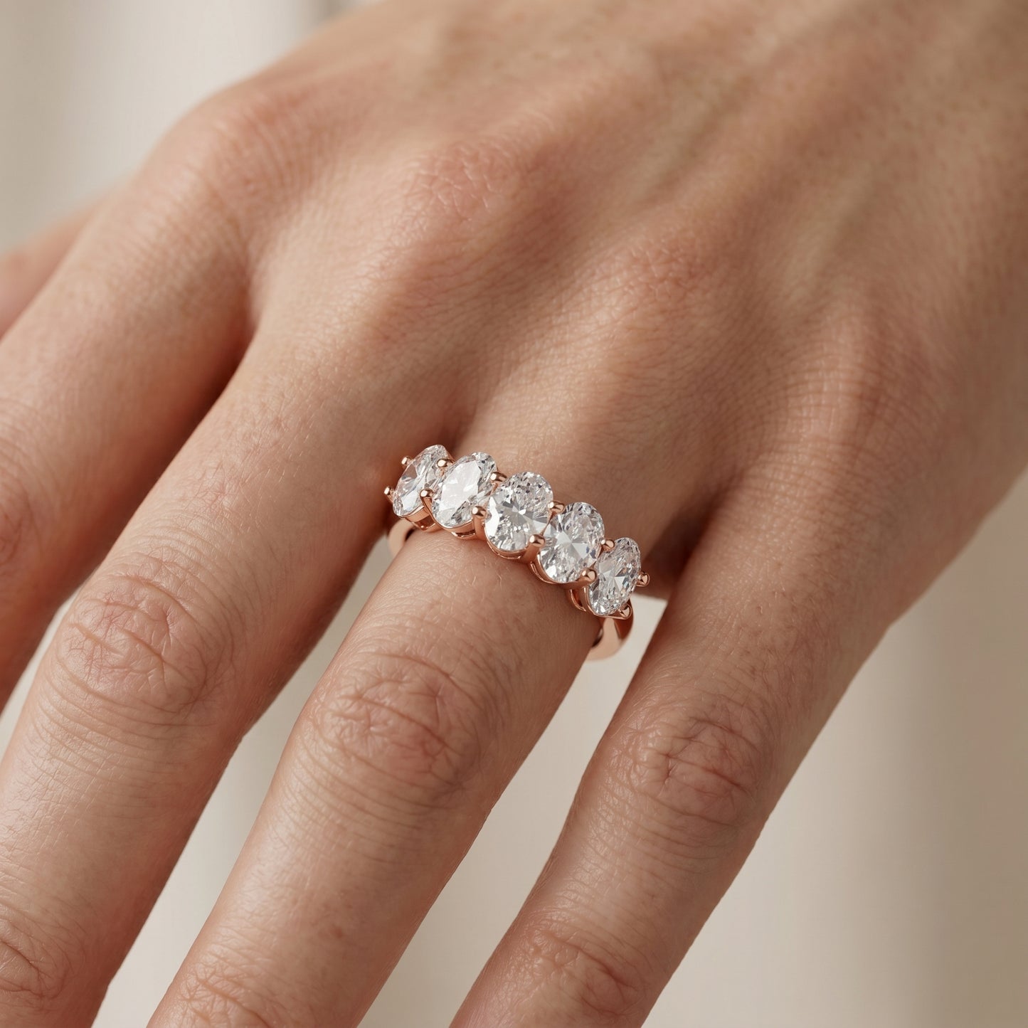 Oval Cut Lab Grown Diamond Ring in Rose Gold