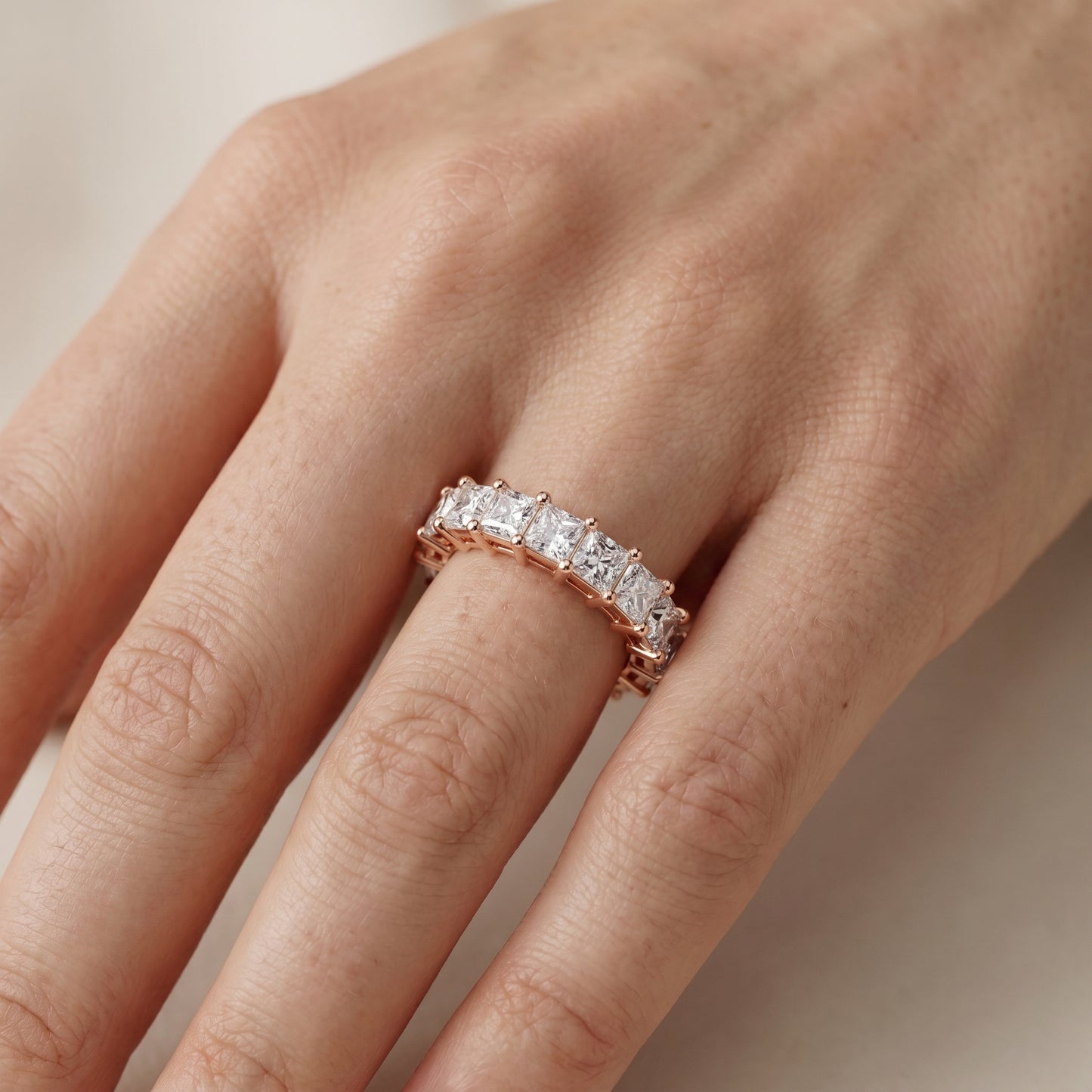 Princess Cut Lab Grown Diamond Ring in Rose Gold