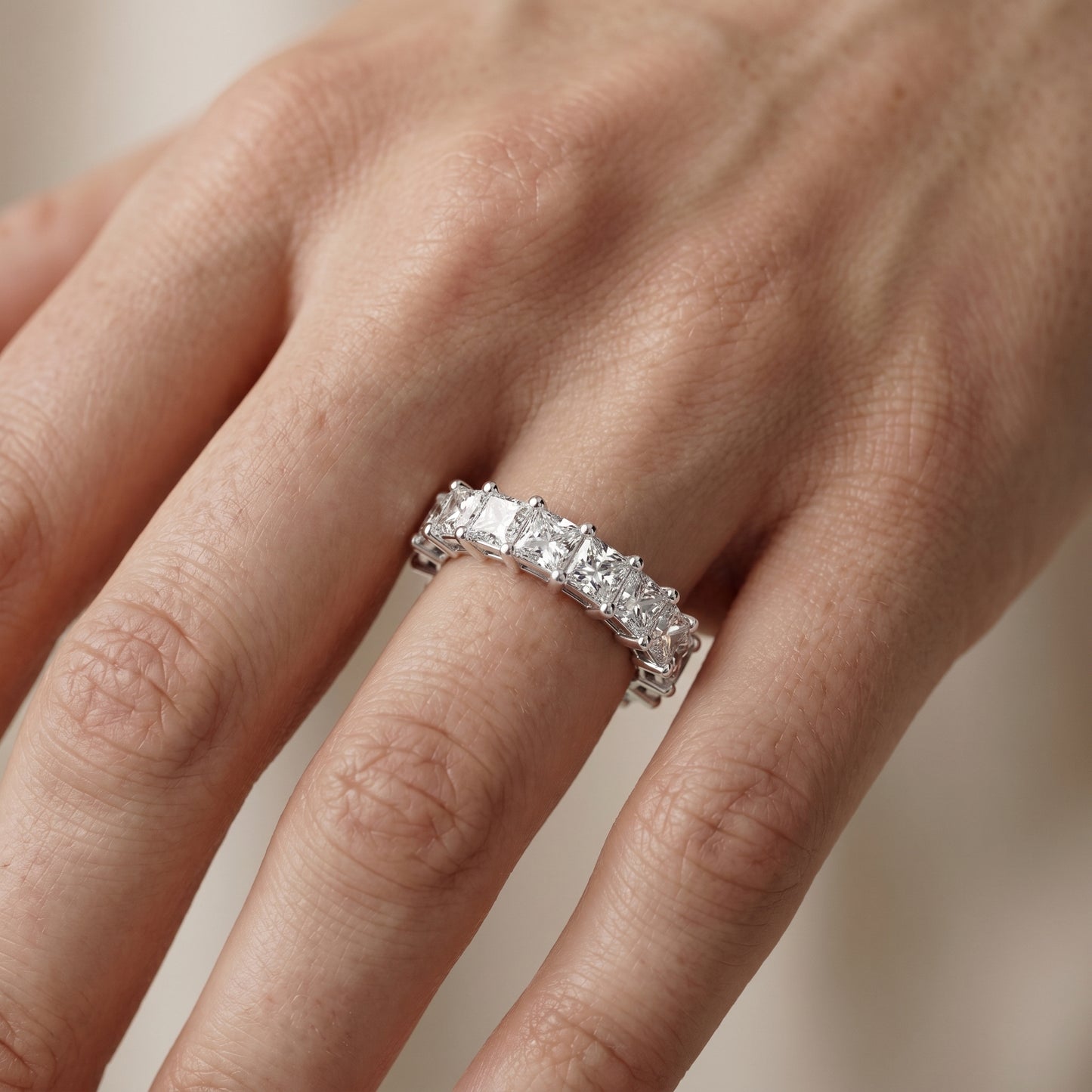 Princess Cut Lab Grown Diamond Ring in White Gold