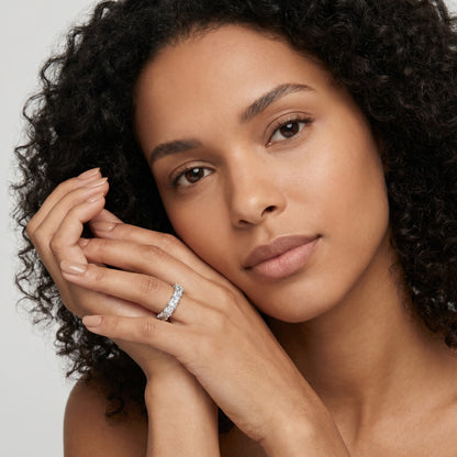 Princess Cut Lab Grown Diamond Ring in Silver