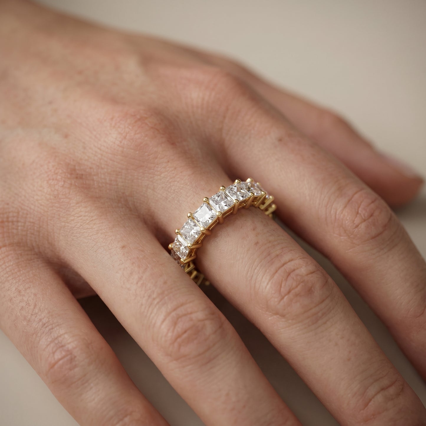 Princess Cut Lab Grown Diamond Ring in Yellow Gold