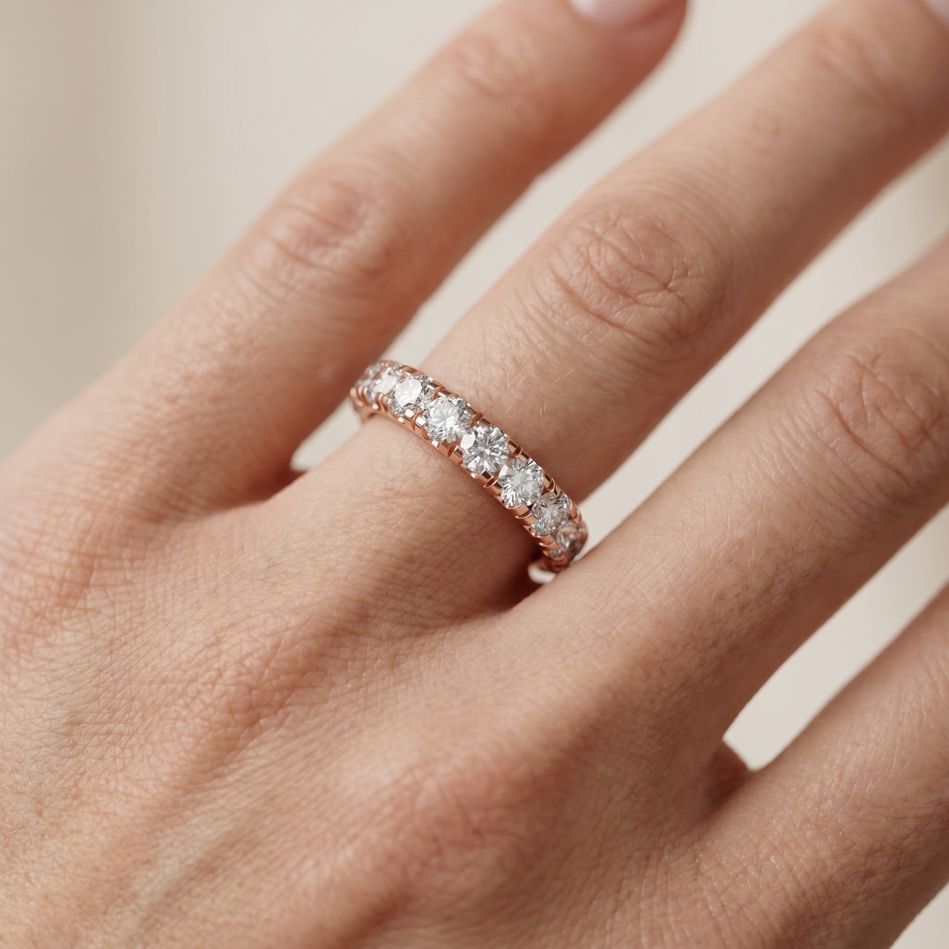 Round Cut Lab Grown Diamond Ring in Rose Gold