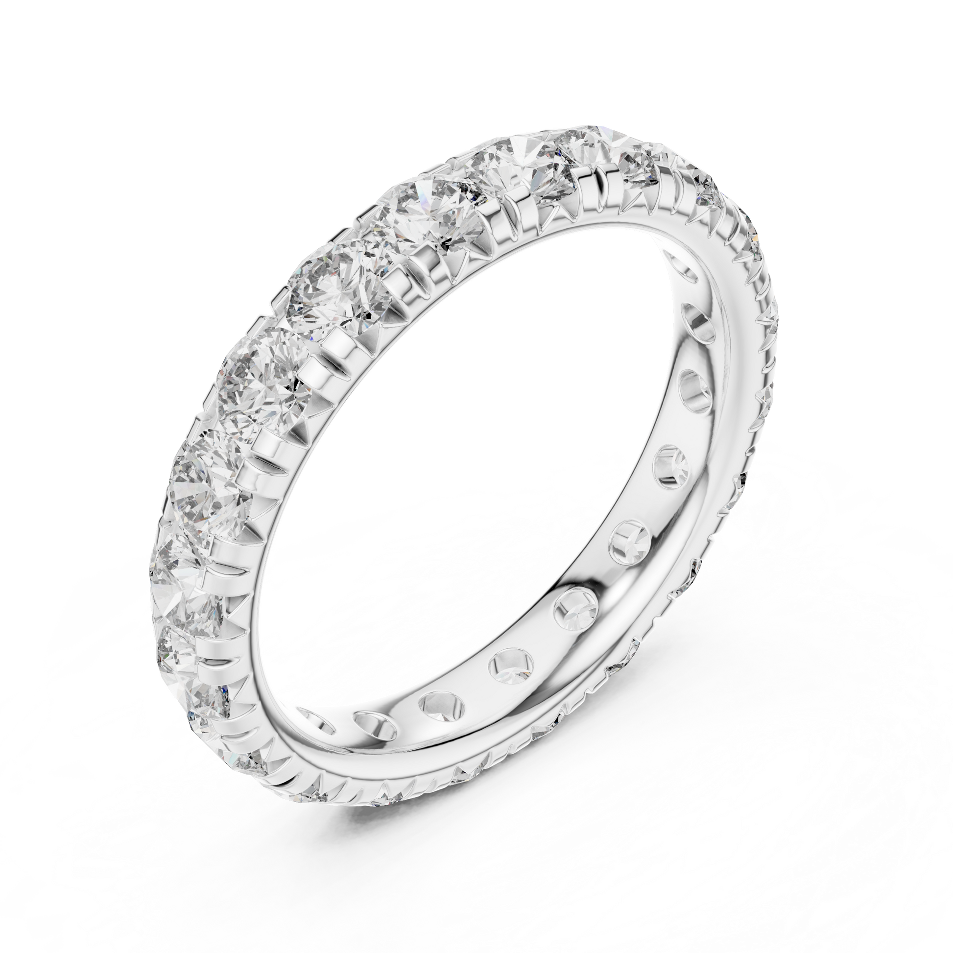 Round Cut Lab Grown Diamond Ring in White Gold