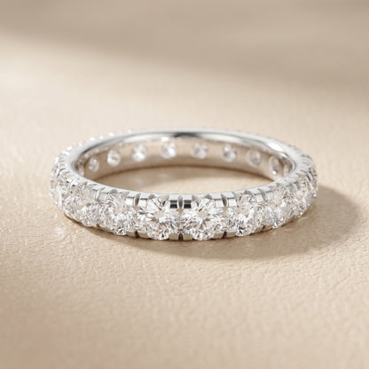 Round Cut Lab Grown Diamond Ring in White Gold