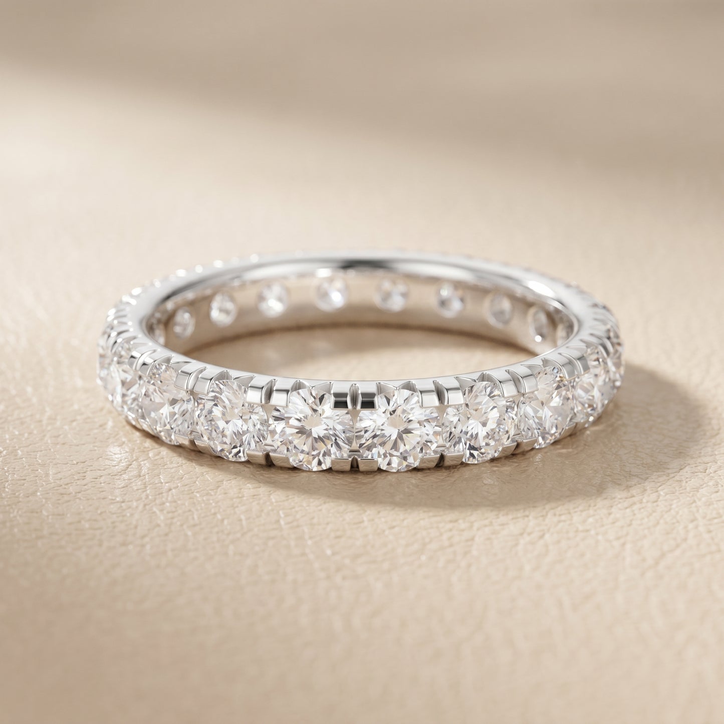 Round Cut Lab Grown Diamond Ring in Silver