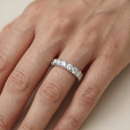 Round Cut Lab Grown Diamond Ring in Silver
