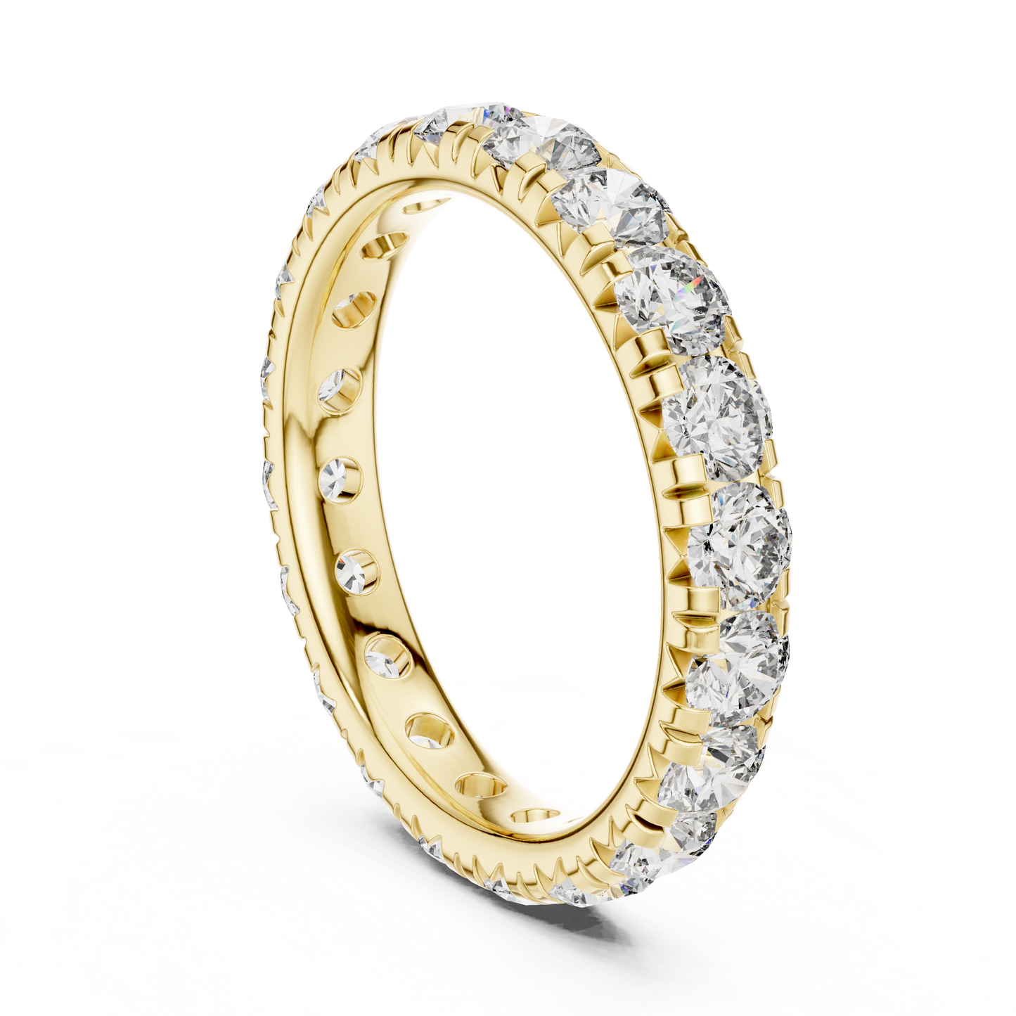 Round Cut Lab Grown Diamond Ring in Yellow Gold