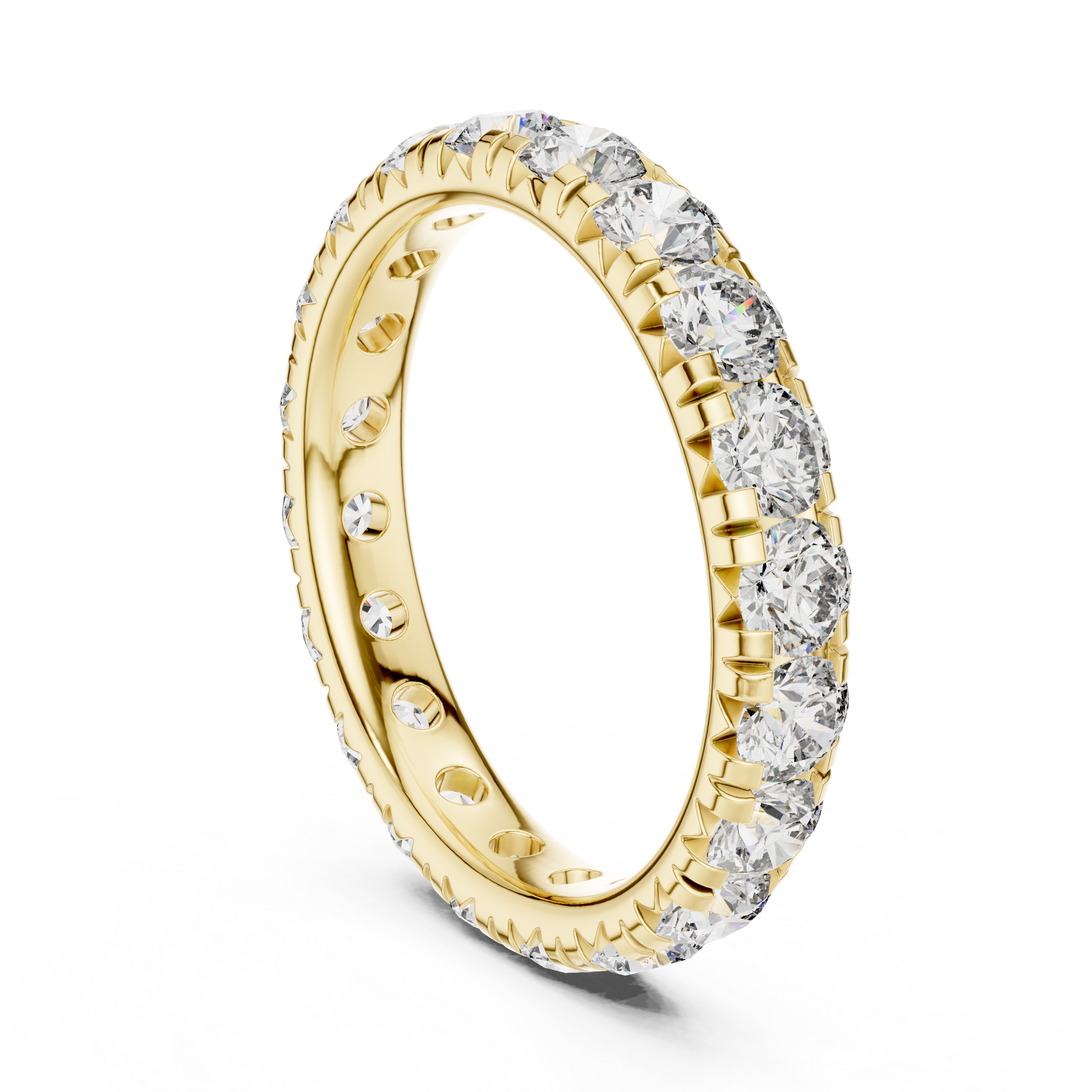 Round Cut Lab Grown Diamond Ring in Yellow Gold