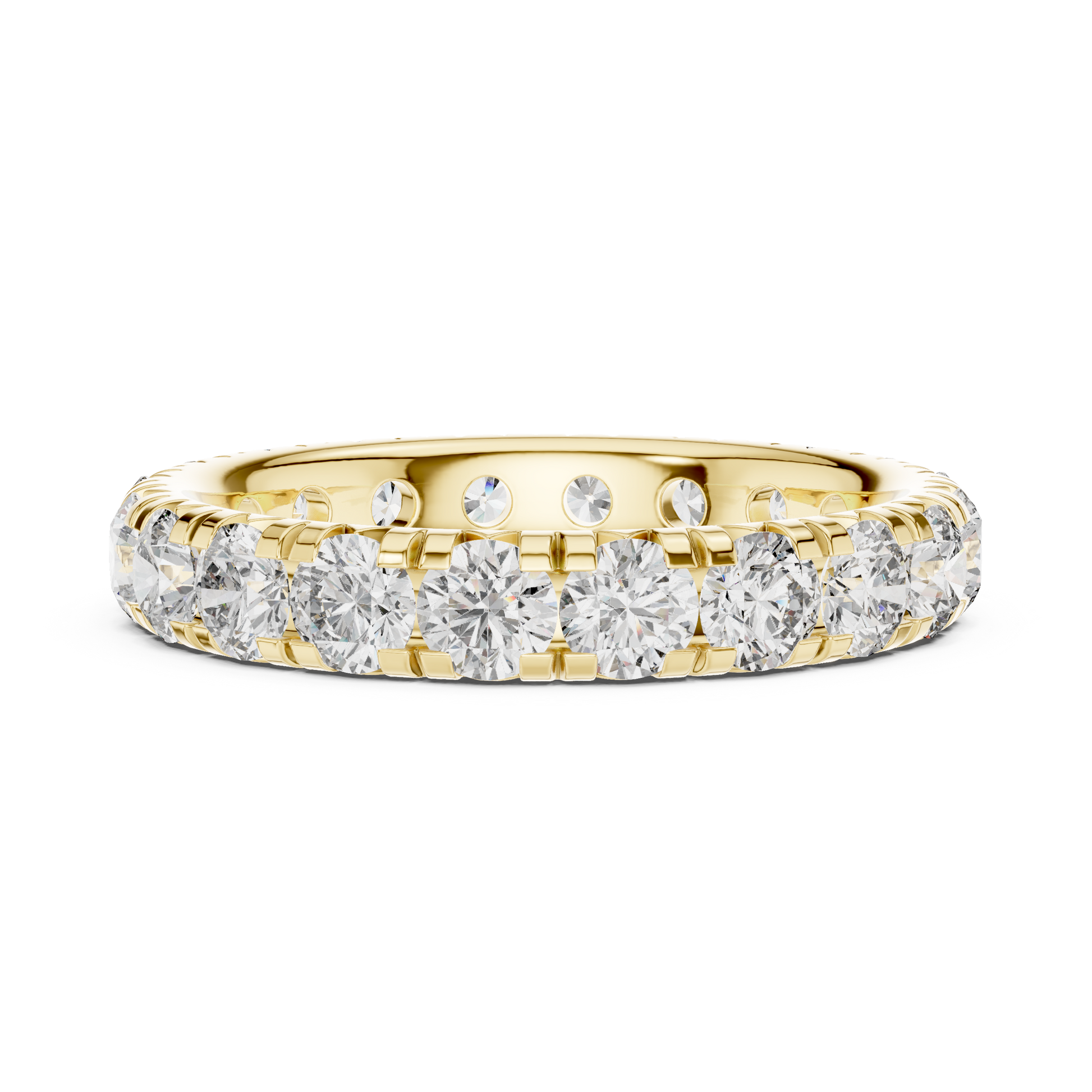 Round Cut Lab Grown Diamond Ring in Yellow Gold