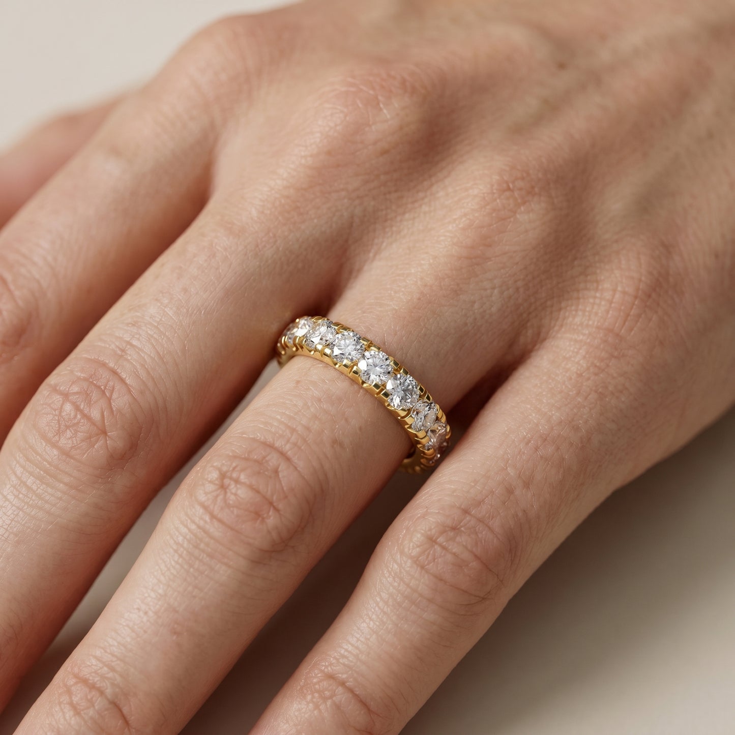 Round Cut Lab Grown Diamond Ring in Yellow Gold
