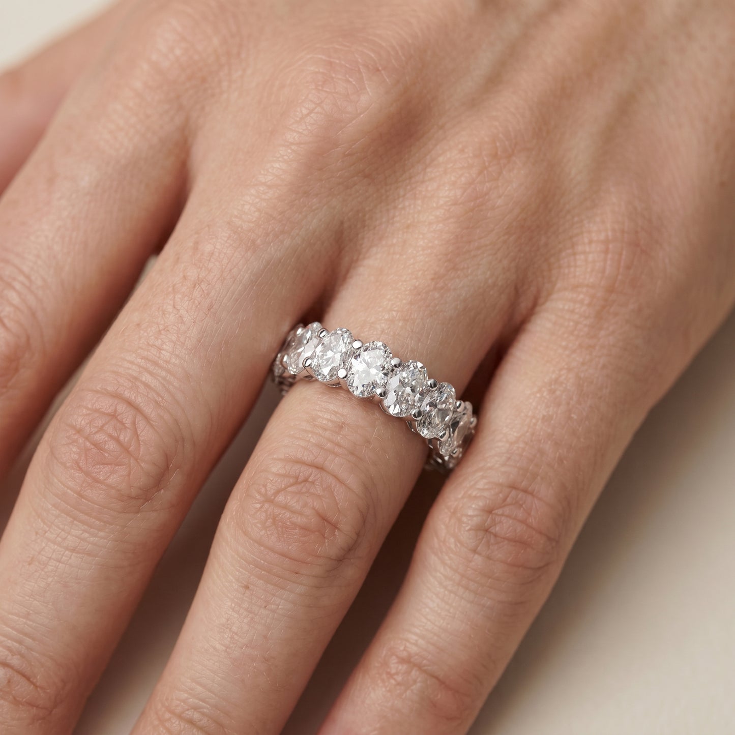 Oval Cut Lab Grown Diamond Ring in Silver