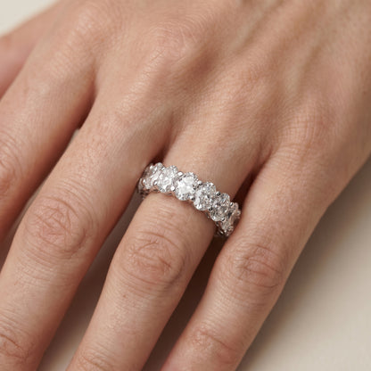 Oval Cut Lab Grown Diamond Ring in Silver