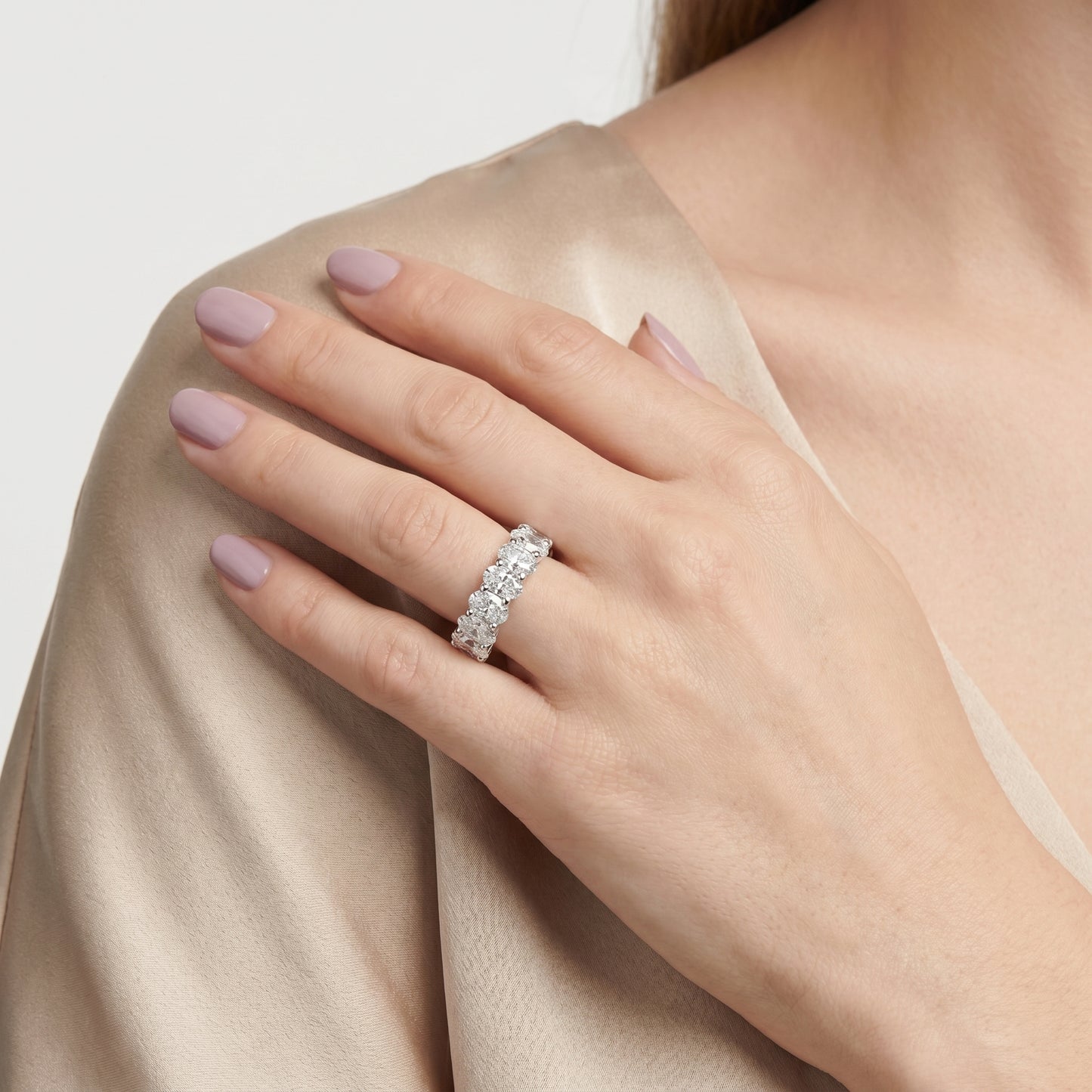 Oval Cut Lab Grown Diamond Ring in White Gold