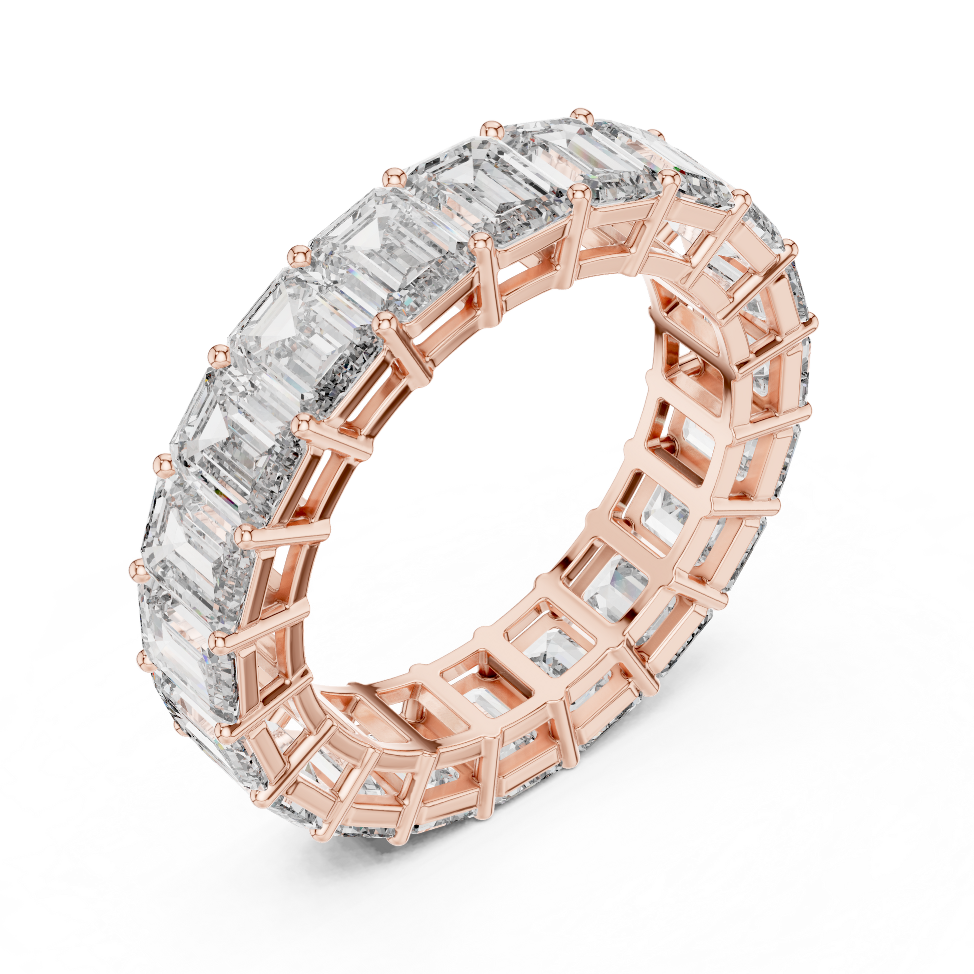 Emerald Cut Lab Grown Diamond Ring in Rose Gold