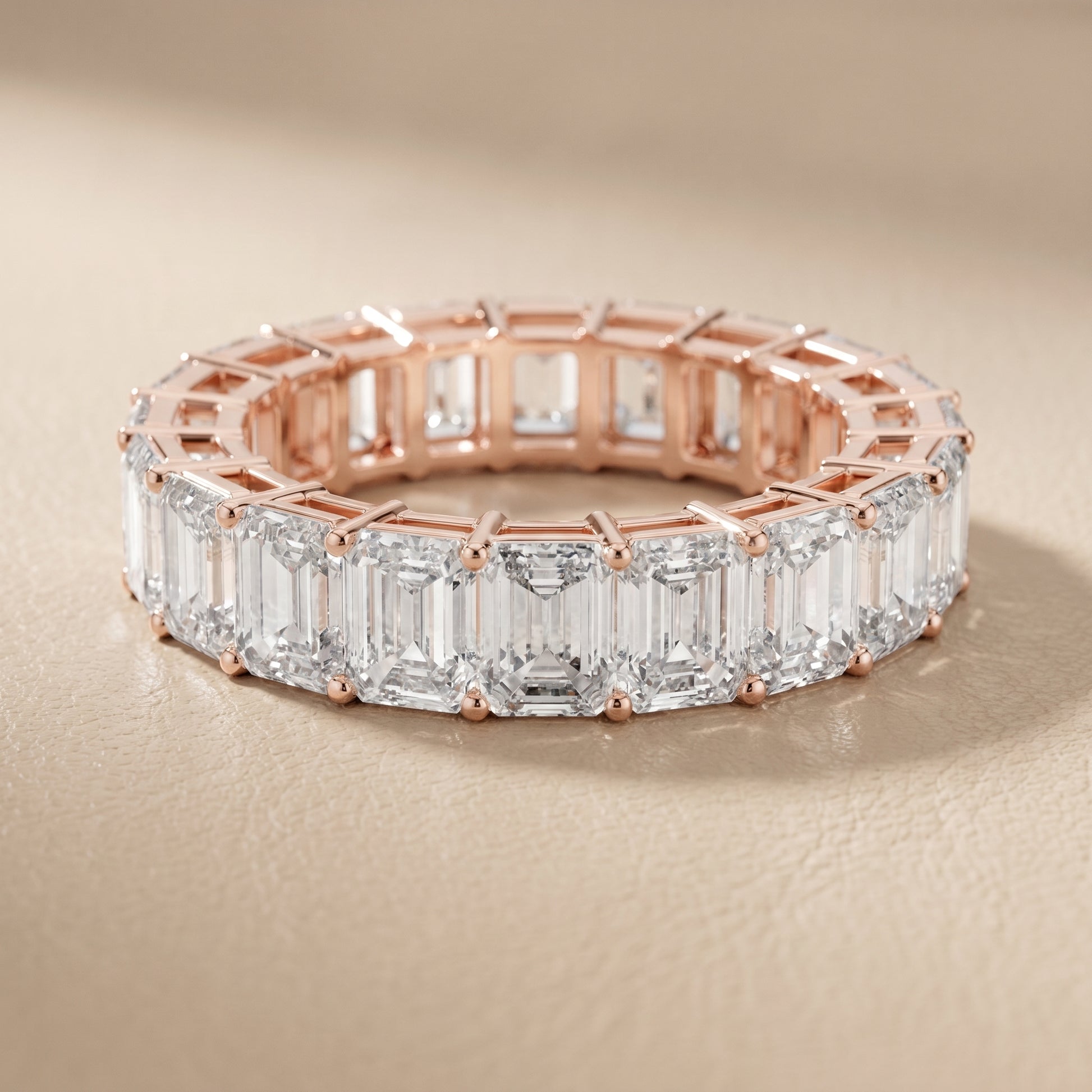 Emerald Cut Lab Grown Diamond Ring in Rose Gold