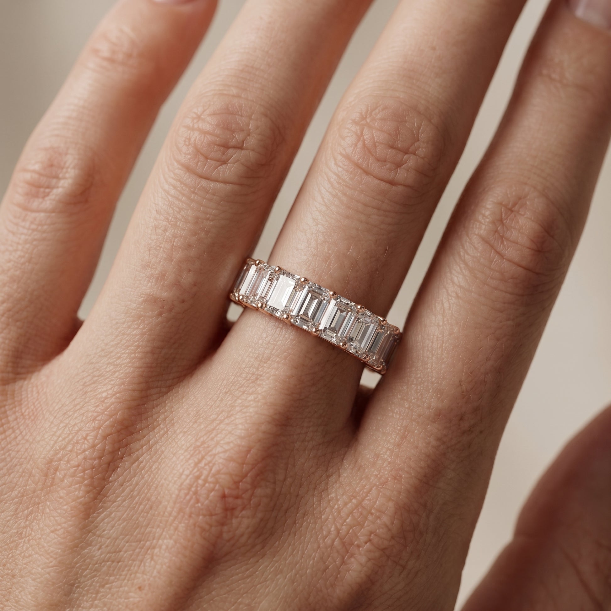 Emerald Cut Lab Grown Diamond Ring in Rose Gold